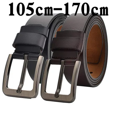 150 160 170cm Genuine Leather Men's Leisure Belt Pin Buckle Good Quality Large Size Male Belts Luxury Designer Belt Mens Gifts