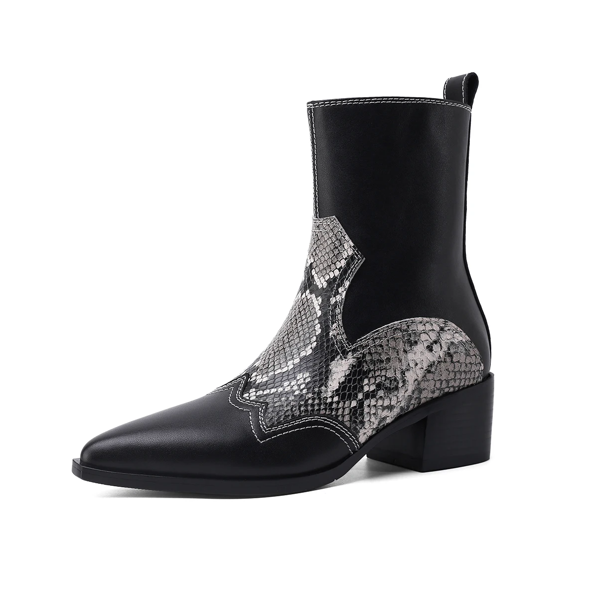 

SKLFGXZY New autumn/winter 2020 Genuine leather Female boots Fashion boots Black decorative pattern cowhide Women's shoes