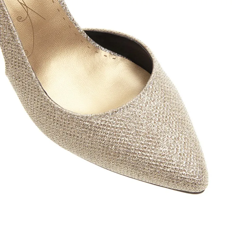 Сандалии женские на высоком каблуке босоножки с острым носком блестками летняя