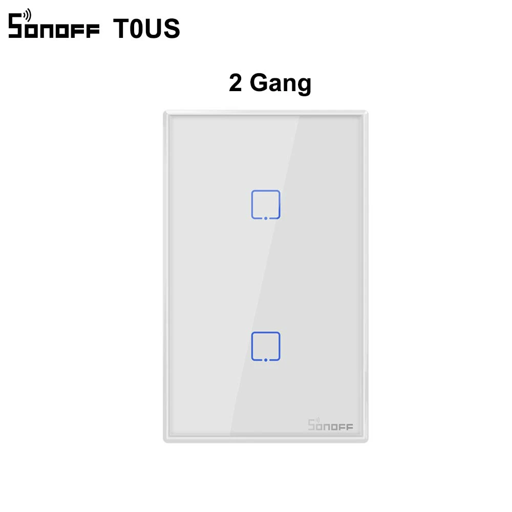 Интеллектуальный выключатель света SONOFF T0 US/EU/UK TX Wi-Fi Смарт настенный выключатель света базовый с таймером 1/2/3 голоса/приложение/сенсорный экран Управление с Alexa Google Home - Комплект: T0 US 2C