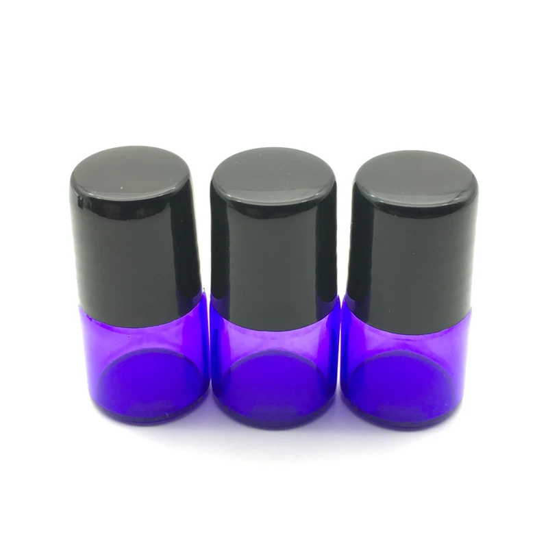 

3pcs Mini Purple-Blue Roll on 1ml Glass Bottles for Essential Oils Roller Refillable Perfume Roller Bottle