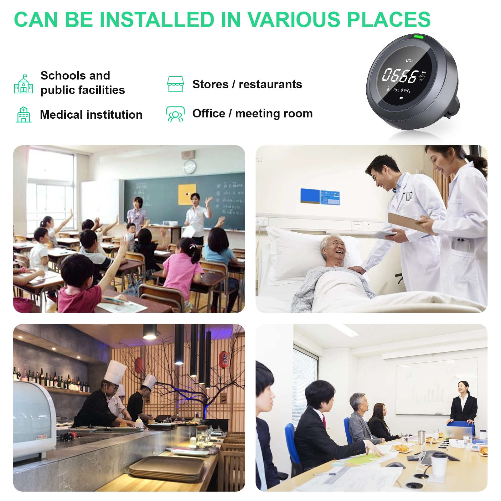 Монитор воздуха детектор углекислого газа теплица склад СО2 метр цифровой