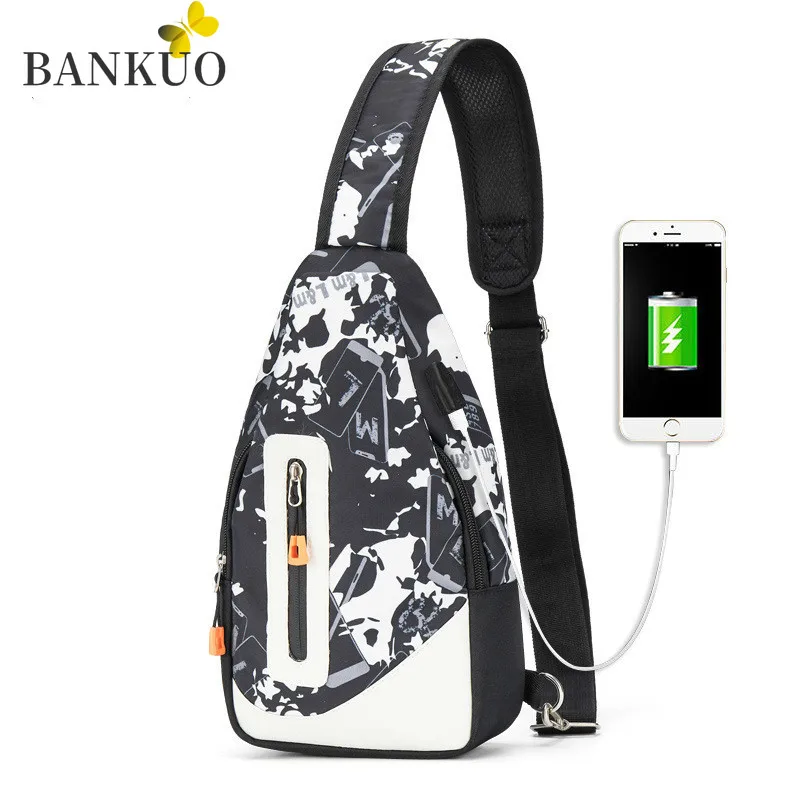 

BANKUO Men's Chest Pack Oxford Polyester Men's Shoulder Bag Casual Messenger Bag Preppy Style Unisex Fashion Travel Sport Z46