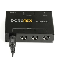 new doremidi merge 5 input midi interface box power converter adapter controller musical power supply pedals guitar electric