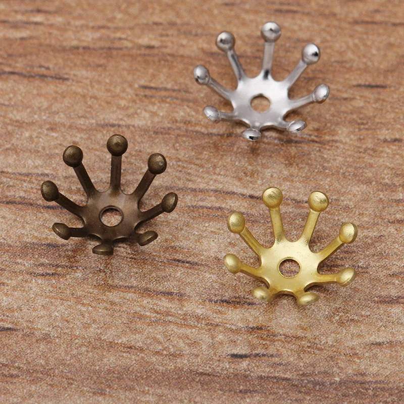 

100pcs 10mm Flower Petal End Spacer Beads Caps Charms Silver Gold Bronze Plated Bead Cups for DIY Jewelry Making Accessories