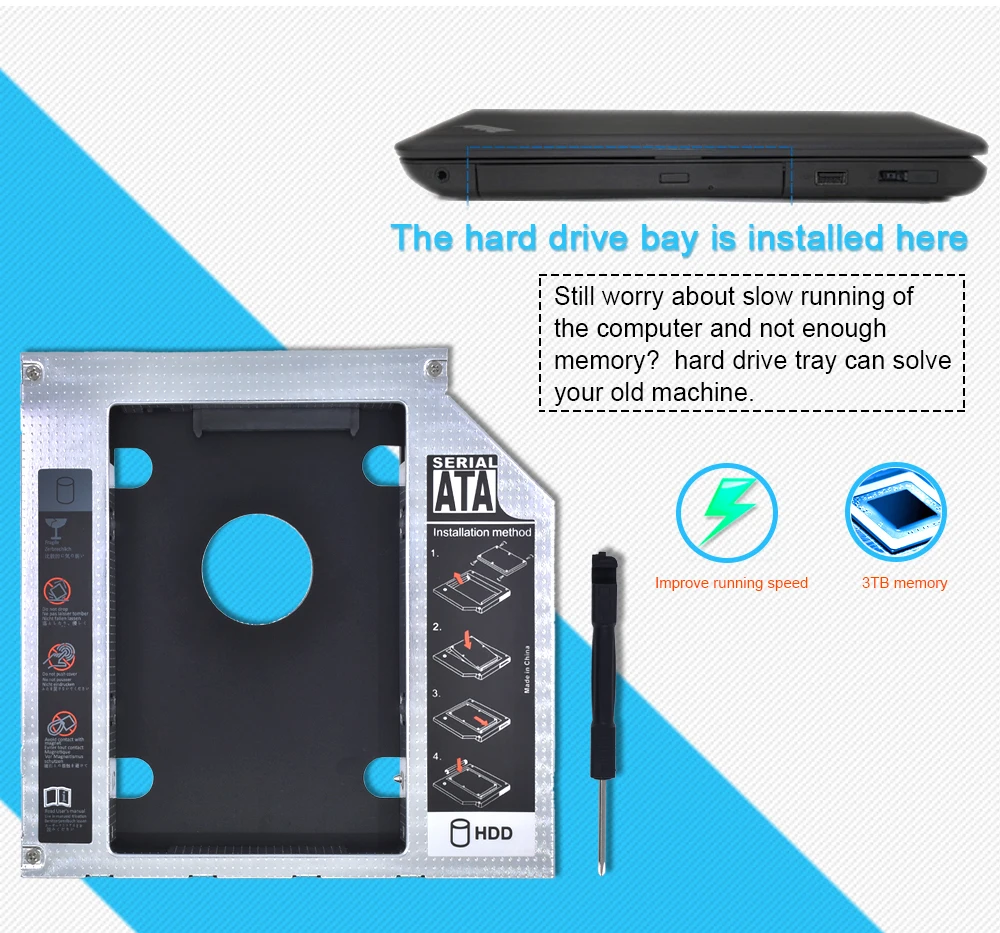 Tishric Алюминий Универсальный 12 7 мм SATA 3 0 HDD Caddy с светодиодный адаптер жесткого