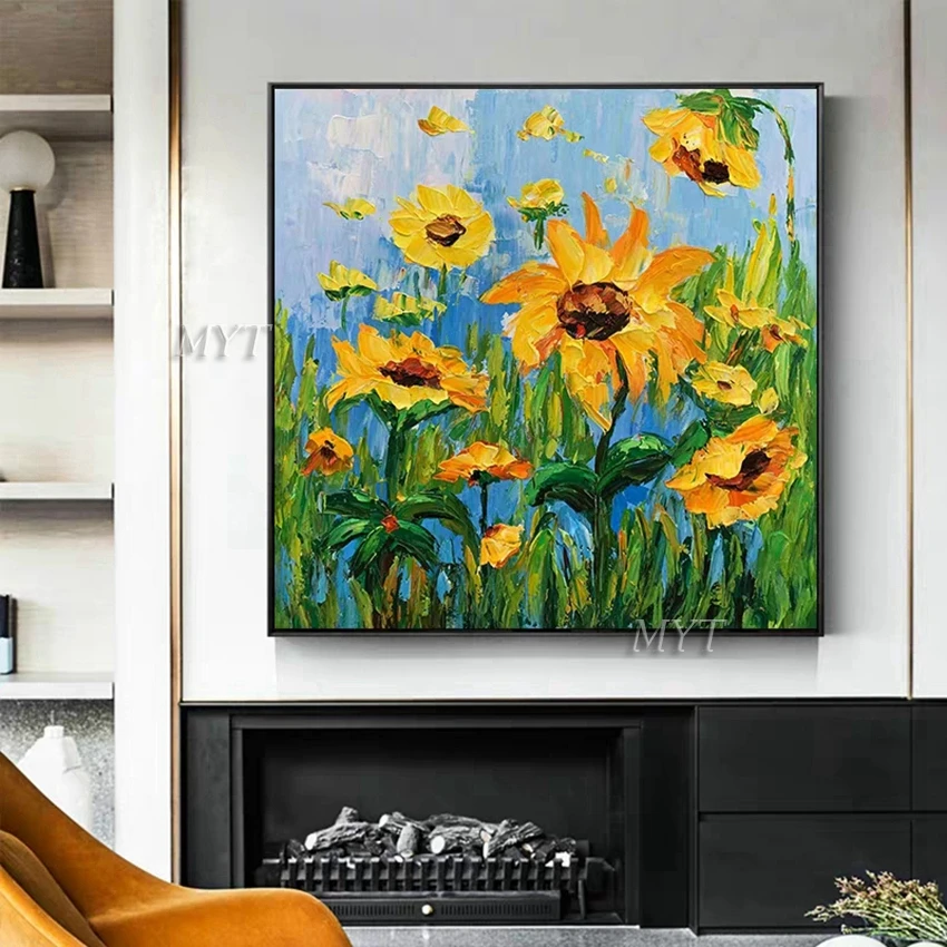 

Eyes Full Of Beautiful Sunflowers Abstract Oil Painting Wall Art Home Decor Picture Modern Painting On Canvas 100% Handpainted