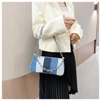 simple fashion womens canvas bag denim stitching ladies small shoulder underarm bags female portable purses and handbags tote