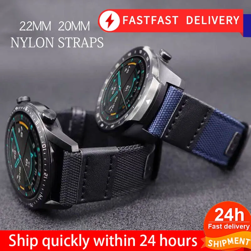 

22mm 20mm Sport strap For Samsung Galaxy 46MM Watch 3 band 41mm 45mm Gear S3 Frontier Nylon loop WatchBand for Amazfit Huawei GT