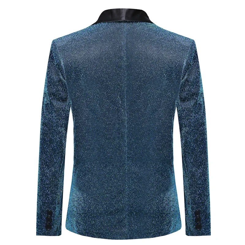 Роскошный Золотой блестящий Блейзер Masculino Slim Fit шаль воротник мужской Блейзер Куртка DJ клубный Мужской Блейзер Свадебный сценический костюм певцов
