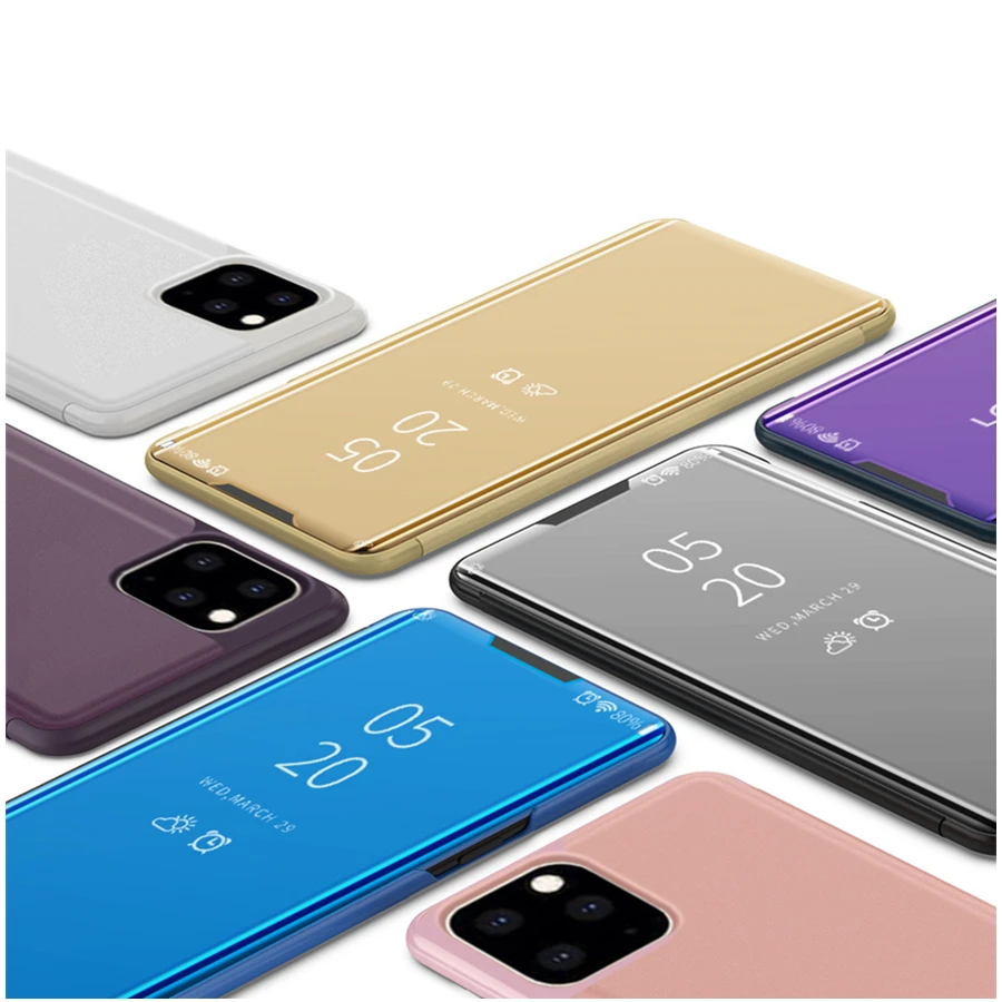 Роскошный умный зеркальный чехол для телефона iPhone 11 Pro Max прозрачный флип-чехол 8 7