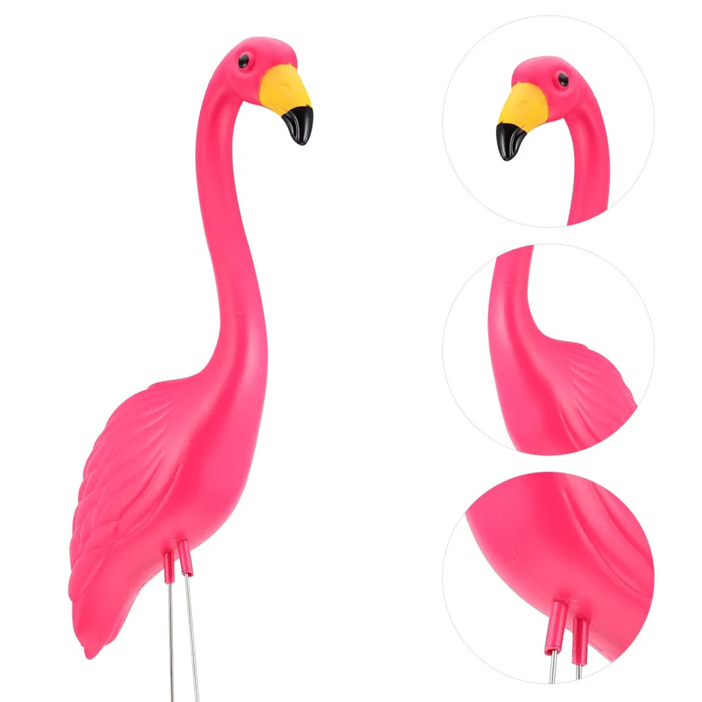 

2pcs Artificial Flamingo Stake Outdoor Garden Lawn Decor Flamingo Statue (Pink)