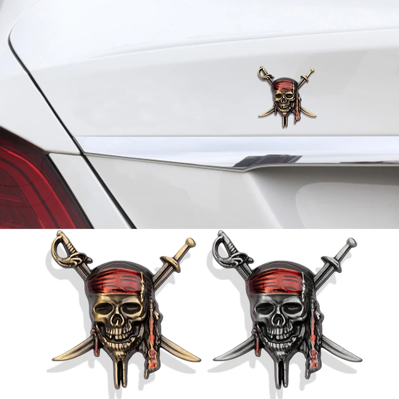 Металлическая 3d-наклейка с изображением пиратов и черепа для Bmw Mercedes Benz Skoda Suzuki Mazda