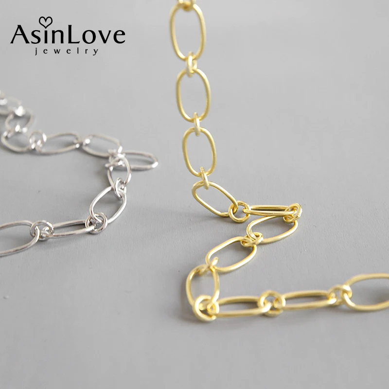 AsinLove 18 К золото простое ожерелье для женщин подарок Настоящее серебро 925 пробы