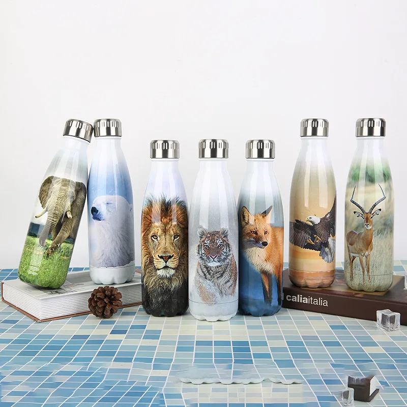 500 мл двухслойная термос из нержавеющей стали Серия животных шаблон вакуумная