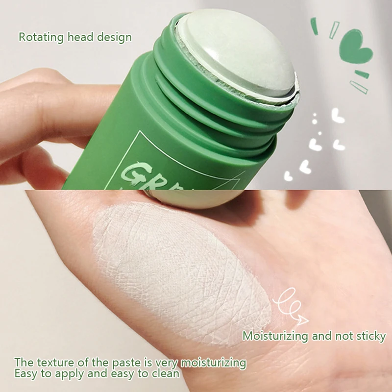 Green Mask Stick Tea Mud Oil Control Eggplant Acne Clearing Solid Cleansing Blackhead Fine Pores TSLM1 |