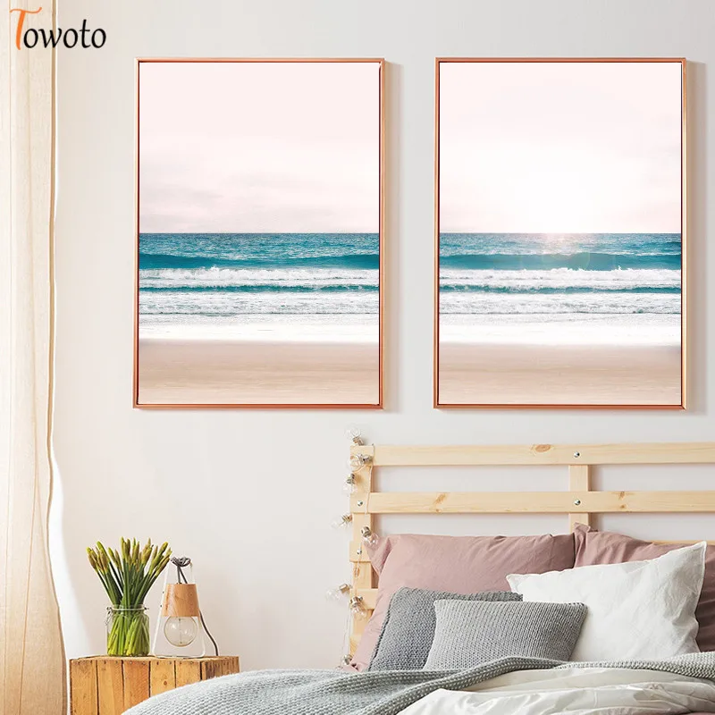 Плакат на холсте с изображением пляжа моря воды скандинавских пейзажей | Дом и