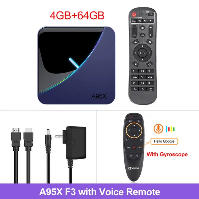 4G 64G G10 Voice A95X F3 RGB Light TV Box Android 9.0 Amlogic S905X3 Smart TV Box H.265 8K 60fps Netflix Youtube Plex Media Player A95XF3 X3 - Цвет: 4G 64G G10 Voice
