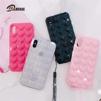 3d love heart case for iphone 11 pro max xr xs max 7 8 6 6s plus candy color with lanyard strap silicone soft back cover capa