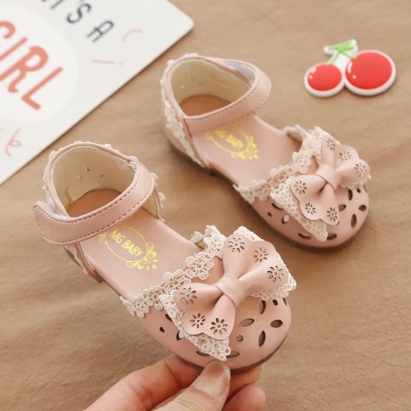 

Summer Kids Shoes baby First Walker Shoe Leathers Sweet Children Sandals Girls Toddler Breathable Hoolow Out Bow Shoes