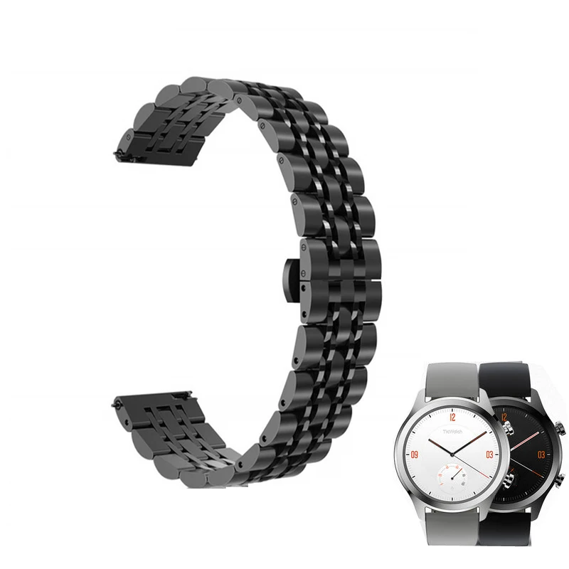 

Ремешок сменный из нержавеющей стали для смарт-часов Ticwatch C2, черный, оникс/платина