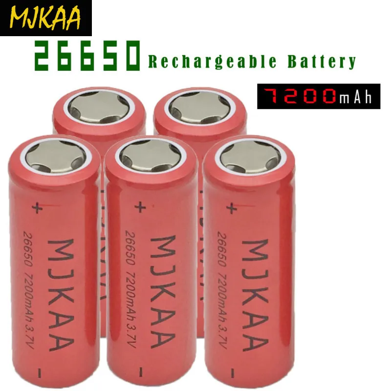 MJKAA 3 7 V 26650 7200mAh аккумуляторная батарея большой емкости литий-ионный для