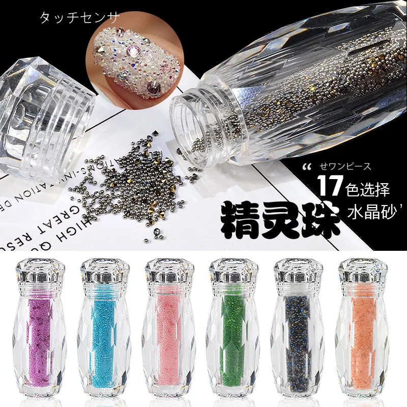 

1 Bottle Mini Caviar Beads Crystal Tiny Rhinestones Glass Micro Bead For Nails DIY Colorful 3D Glitter Nail Art Decorations