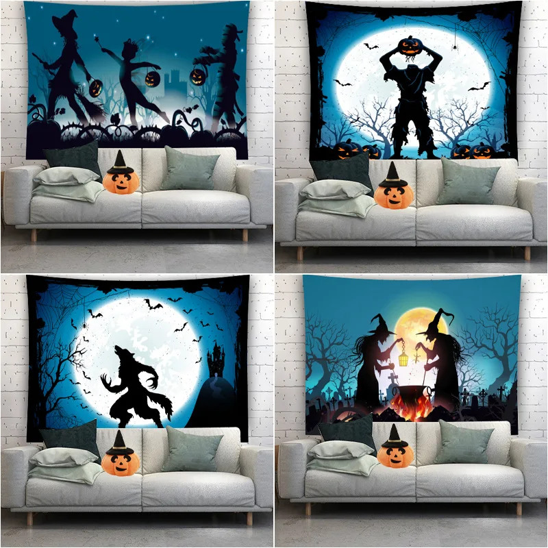 

Гобелены на Хэллоуин праздничные торжества декоративный фон ткань для спальни композиция ткань страшный Тыква фонарь гобелен
