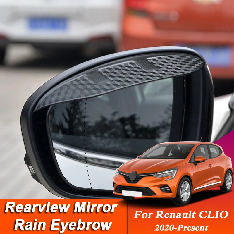

2pcs Car-styling For Renault CLIO 2020-Present Carbon Fiber Rearview Mirror Eyebrow Rain Shield Anti-rain Visor Auto Accessories