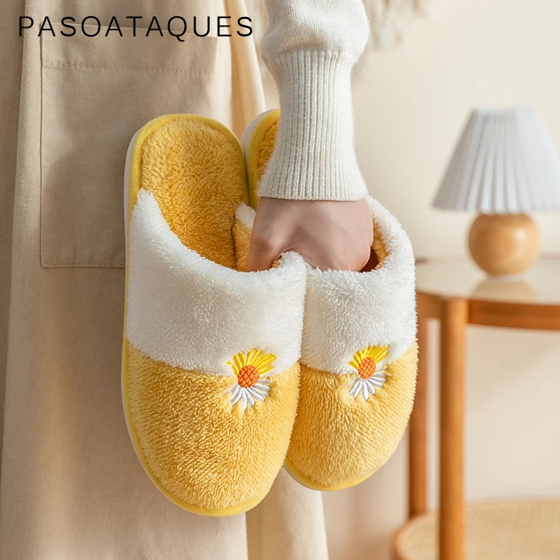 

Women House Slippers Indoor shoes Flower Fashion Warm Shoes Woman Female