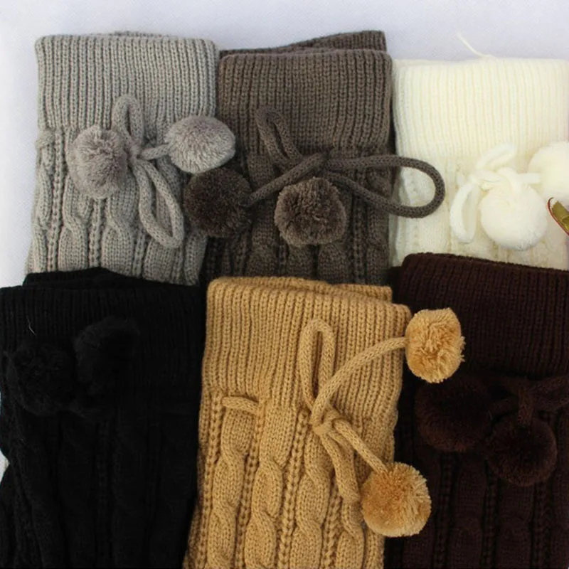 Женские зимние длинные гетры с помпоном выше колена пыльники для девочек модные