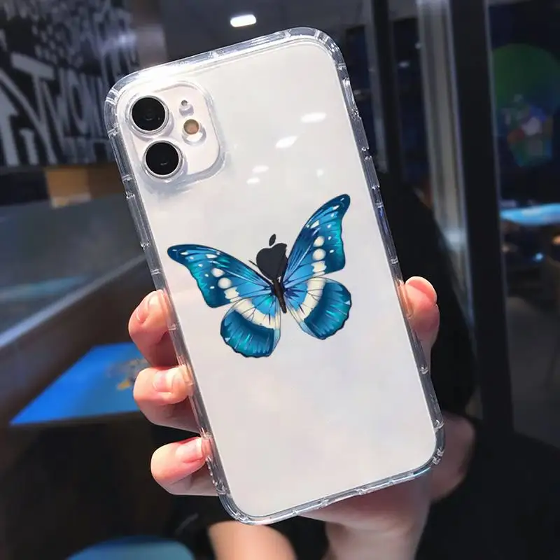 

Beautiful butterfly Phone Case Transparent for Clear iPhone 11 12 mini pro XS MAX 8 7 6 6S Plus X 5S SE 2020 XR
