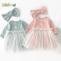 sodawn autumn spring autumn mesh stitching dress baby one piece toddler clothes baby girl clothes dresses romper jumpsuit