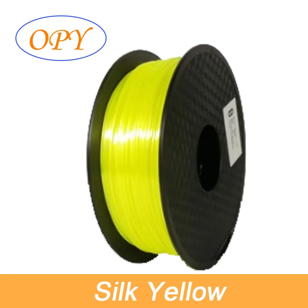 Silk Yellow Шелк Pla Филамент Топ Бронза Медь золото сатин серебро красный синий желтый розовый цвет пластиковый материал 1,75 мм 3D печать 1,75 нить - Цвет: Silk Yellow