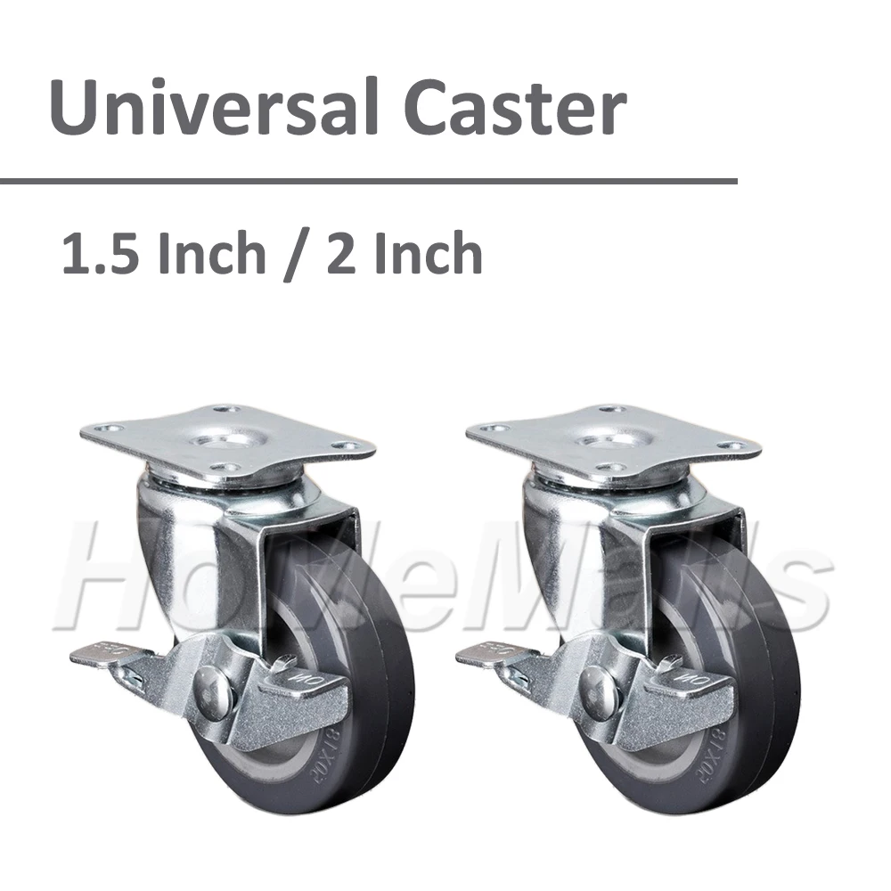 

4pcs 1.5/2 Inch 360 Degree Swivel Caster PU Universal Wheels With Brake Silent Durable Casters For Workbench or Trolley