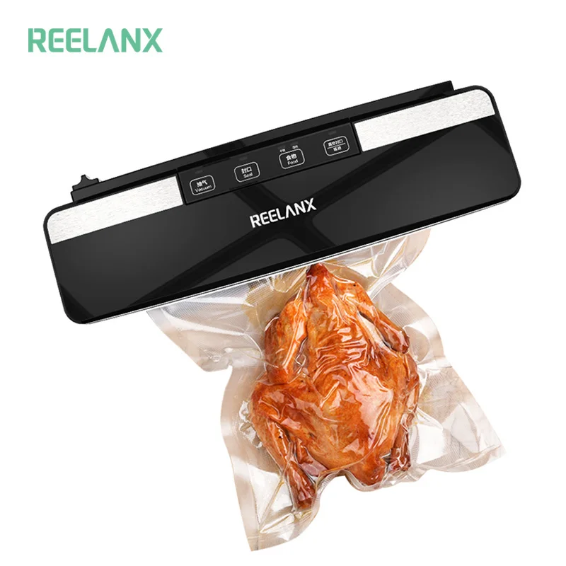REELANX вакуумный упаковщик V2 125 Вт встроенный резак автоматическая упаковочная машина для пищевых продуктов 10 бесплатных пакетов лучший вакуумный упаковщик для кухни