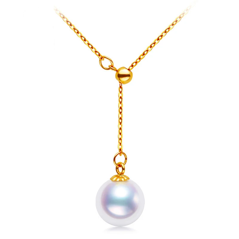 [YS] 18k Золотая цепочка простой дизайн 7-9 мм натуральный культивированный японский