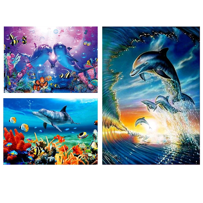 Частичная дрель круглая Алмазная картина 5D Сделай Сам океанские животные