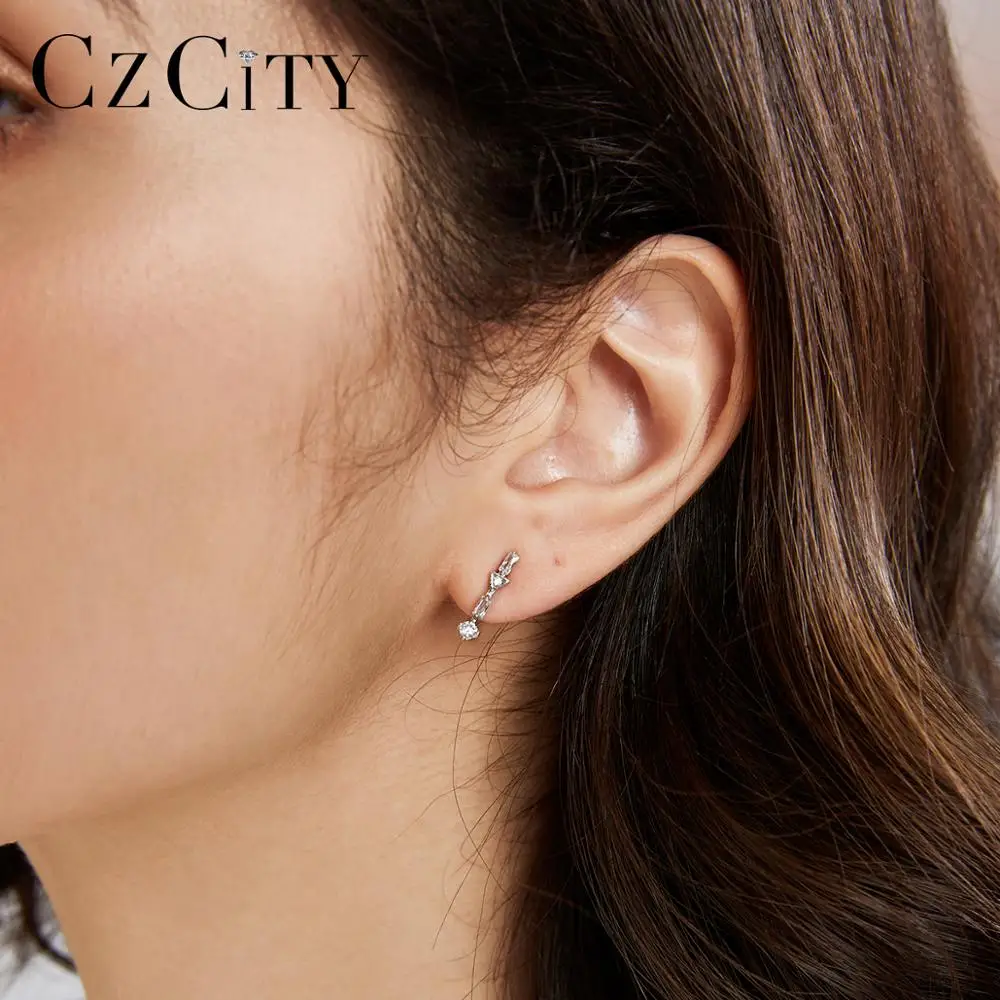 CZCITY дизайн Изысканный 925 стерлингового серебра серьги со шпилькой для женщин