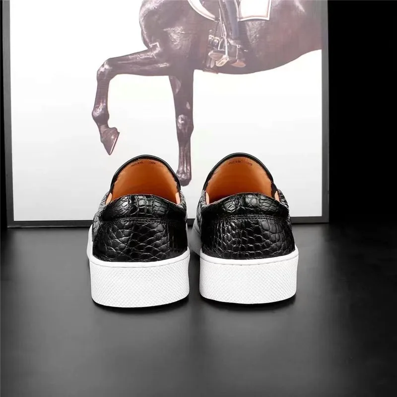 Фото Unisex Style Authentic Real Crocodile Belly Skin Men's Black Casual Sneakers Genuine Alligator Leather Male Slip-on Loafer Shoes Обувь Unisex Style Authentic Real Crocodile Belly Skin Men's Black Casual Sneakers Genuine Alligator Leather Male Slip-on Loafer Shoes Обувь