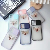 cute clear 3d pearl diamond bee lens protector hard case for iphone 11 12 13 pro max 7 8 plus xr x xs se 2020 phone cover fundas