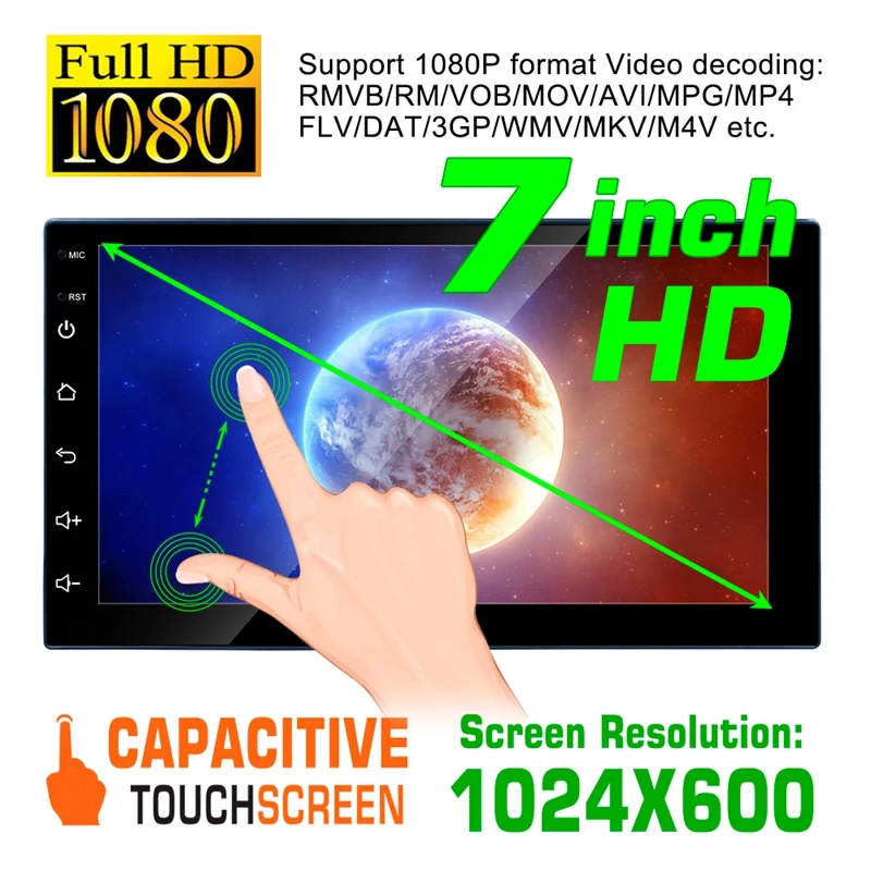 7-дюймовый 1DIN Android 10 0 автомобильный стерео радиоприемник четырехъядерный