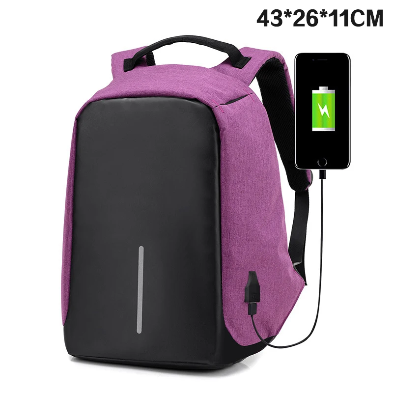 Laptop bag-Purple Рюкзак для ноутбука с Usb зарядкой, 15 дюймов, рюкзак для путешествий, многофункциональный, Противоугонный, водонепроницаемый, Mochila, школьная сумка для мужчин, рюкзак для ПК - Цвет: Laptop bag-Purple