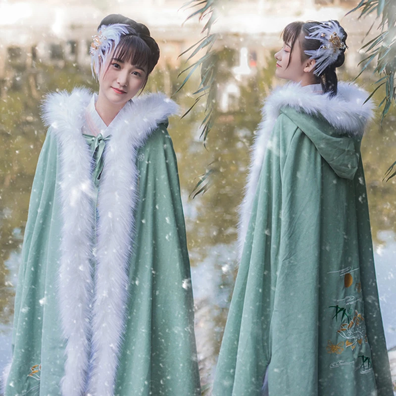 Женская накидка Hanfu зимнее и осеннее теплое пальто Китайская традиционная