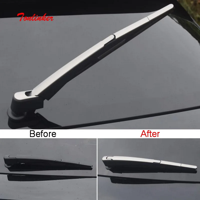 

Tonlinker 4PCS Car Rear wiper Decoration Cover sticker for CITROEN DEESSE DS7 2018-19 Car Styling Stainless steel Cover Stickers