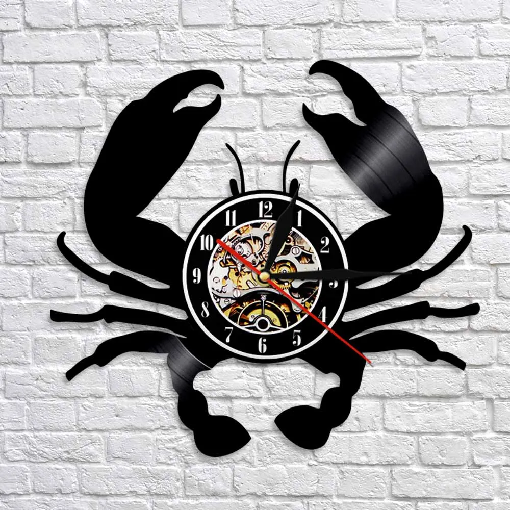 Морских животных Краб настенное искусство настенные часы морепродукты Винтаж