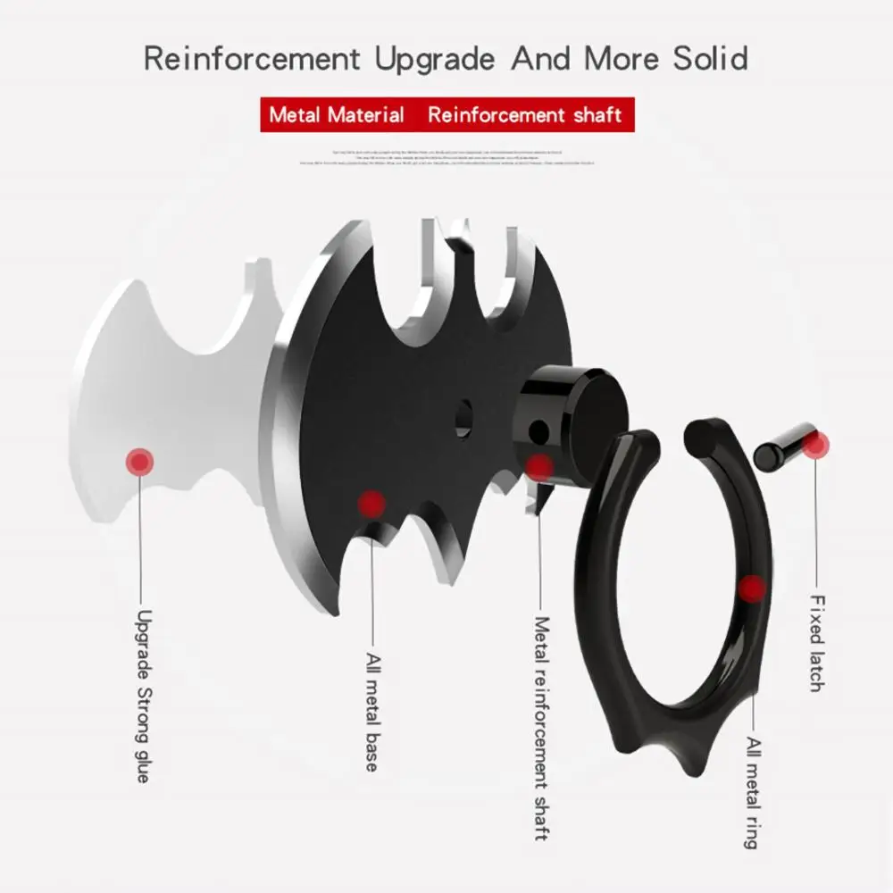 

Bat Finger Ring Cell Mobile Phone Desktop Stand Mount For iPhone X 8 7 XR XS MAX Bat Metal Smartphone 360 Degree Desk Holder