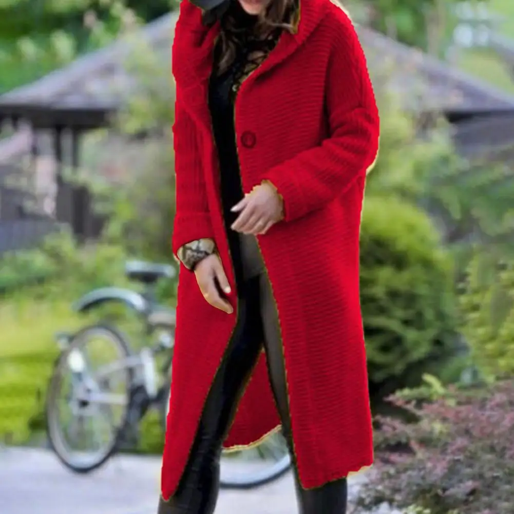 

Cardigan Women Solid Color Long Sleeve Braid Knit Cardigan Hooded Sweater Coat Overcoat Loose Ladies Sweaters Coat Plus Size