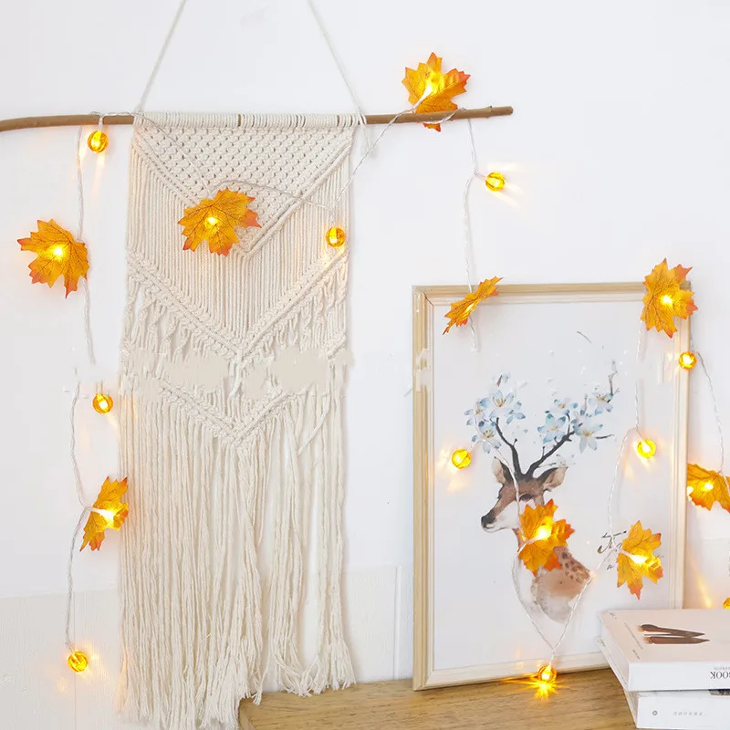 

LED Maple Leaf Jack-o-Lantern String Halloween Home Thanksgiving Garden Party Room Decorative Lamp String