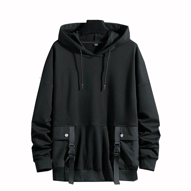 

Pullover Hoodies Men/Women Casual Hooded Black Ribbons 2021 Autumn Streetwear Sweatshirts Hip Hop Harajuku Male Tops